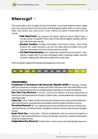 example page 1 from our offline Travel Guide for Western Sahara